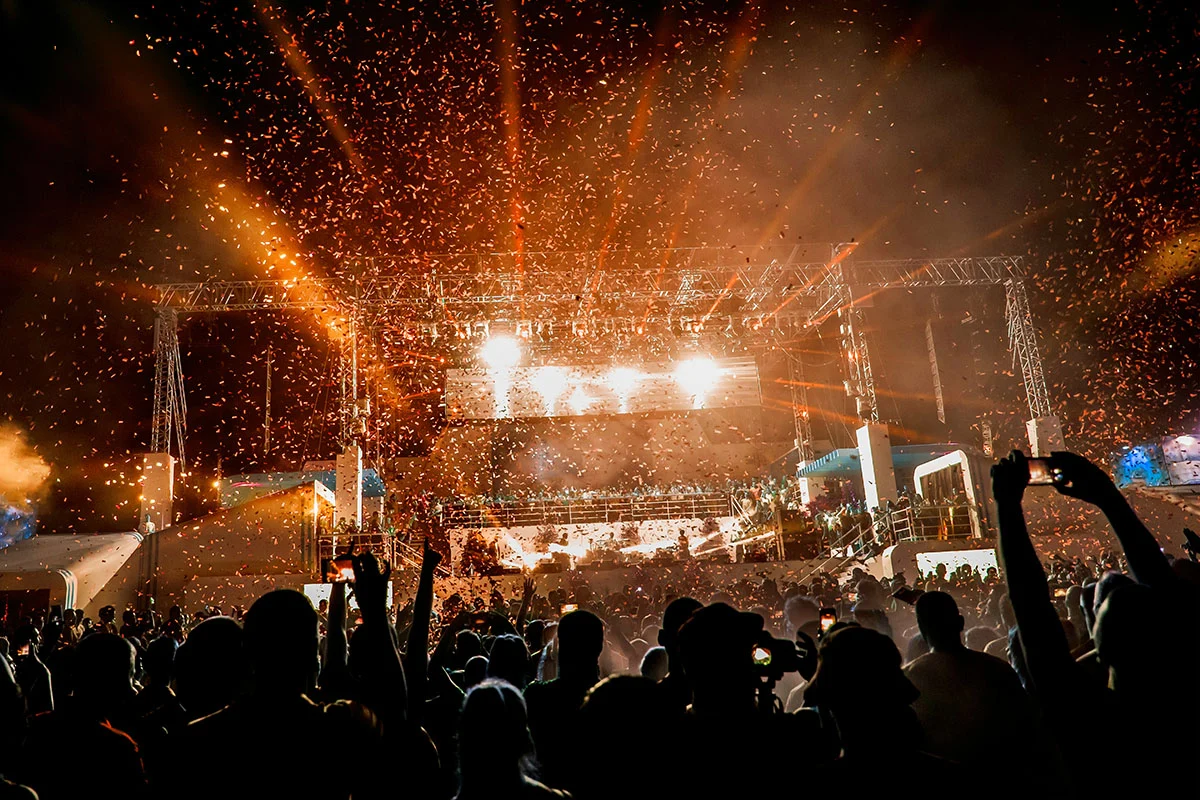 a crowd watching a concert