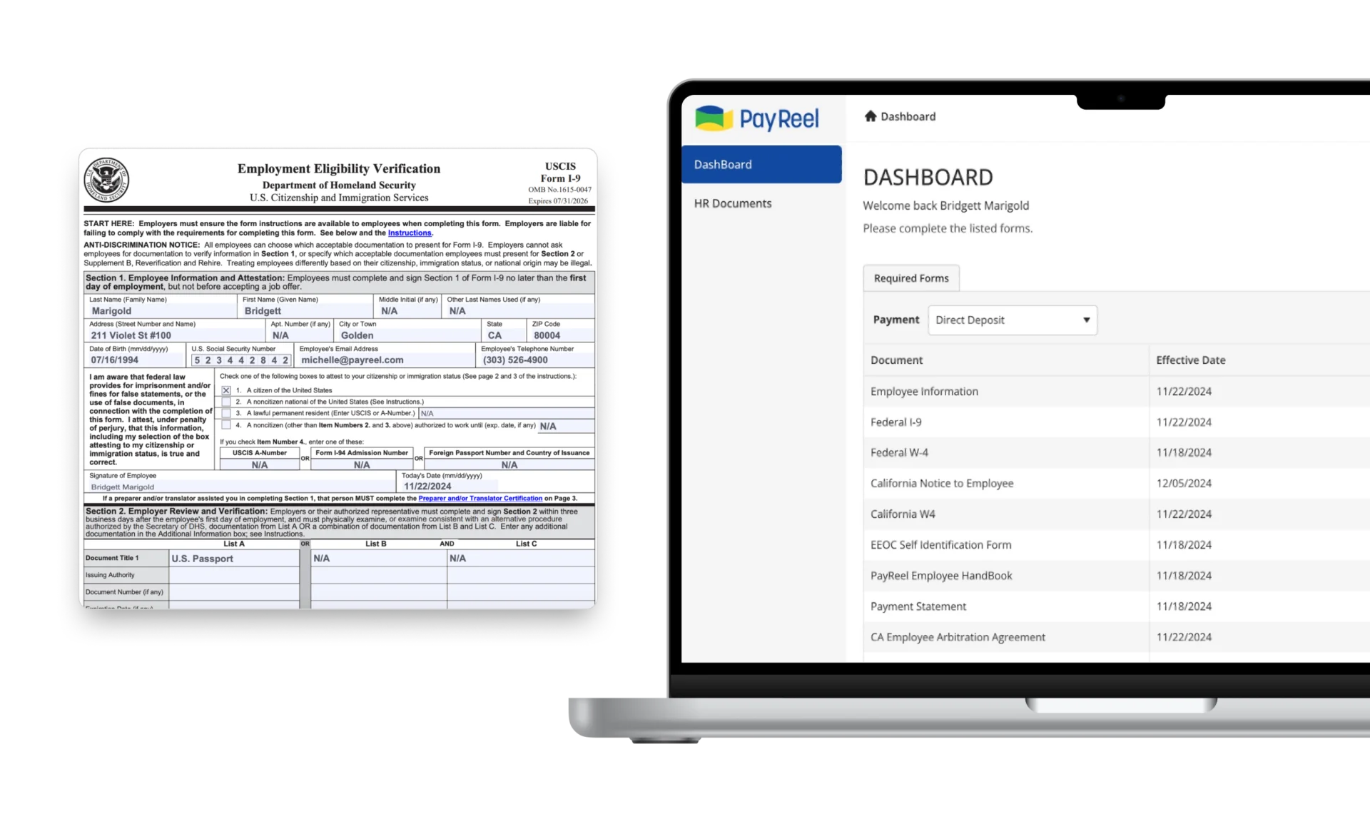 screenshot of product dashboard.